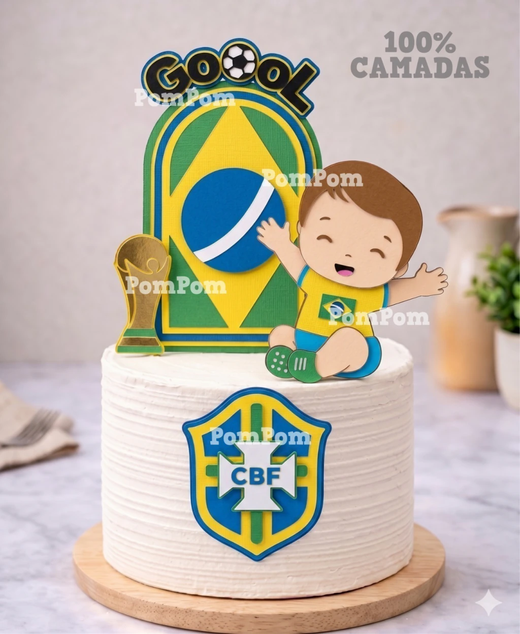 17 - Topo de Bolo Futebol Brasil 01 Topo de Bolo Futebol Brasil - Arquivo Digital - Imagem 1