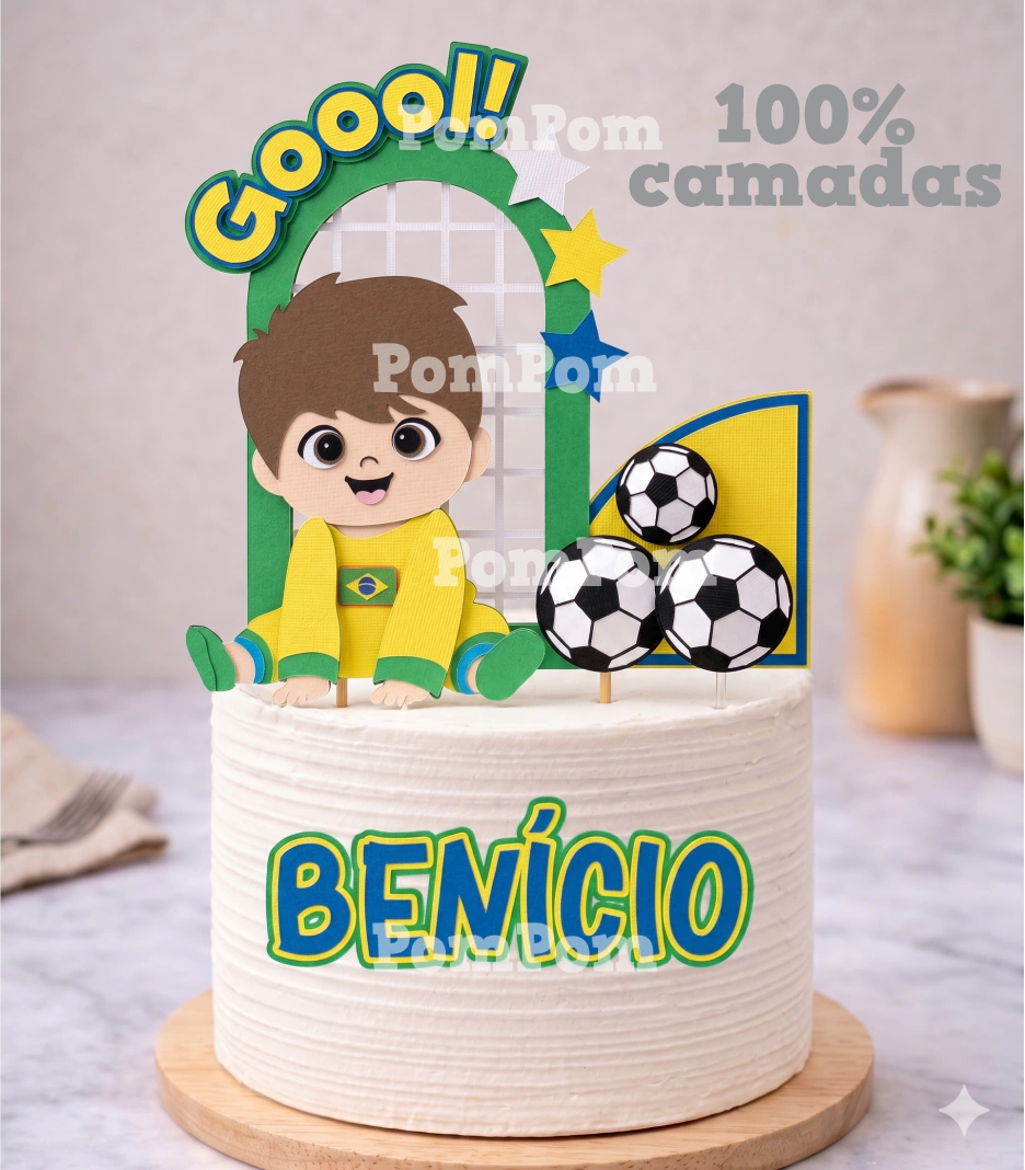 18 - Topo de Bolo Futebol Brasil Topo de Bolo Futebol Brasil - Arquivo Digital - Imagem 1