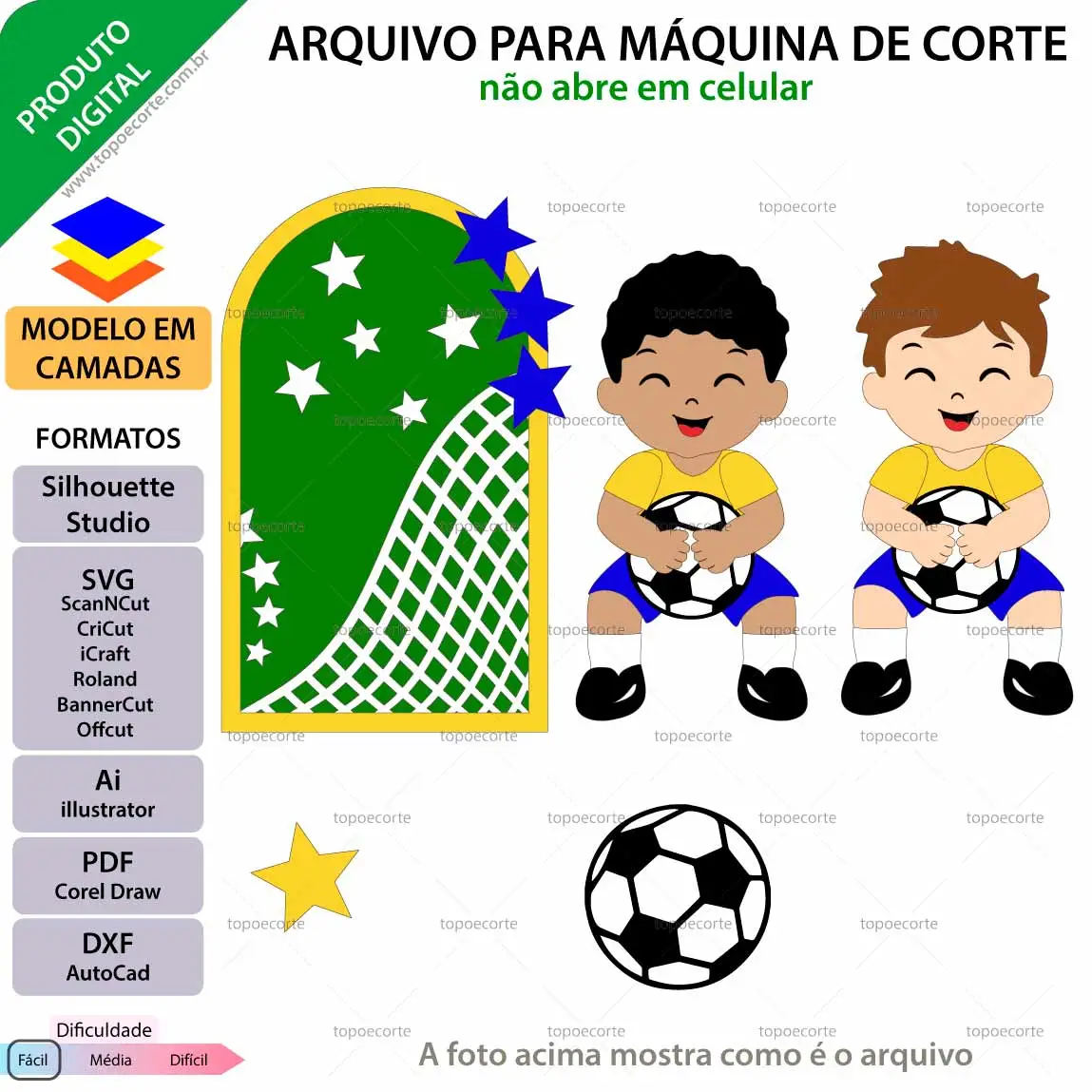 188 - Futebol Menino Sentado No Bolo Topo de Bolo Futebol Menino Sentado - Arquivo Digital - Imagem 1