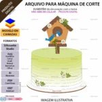 Topo de Bolo Casinha com Passarinhos - Arquivo Digital