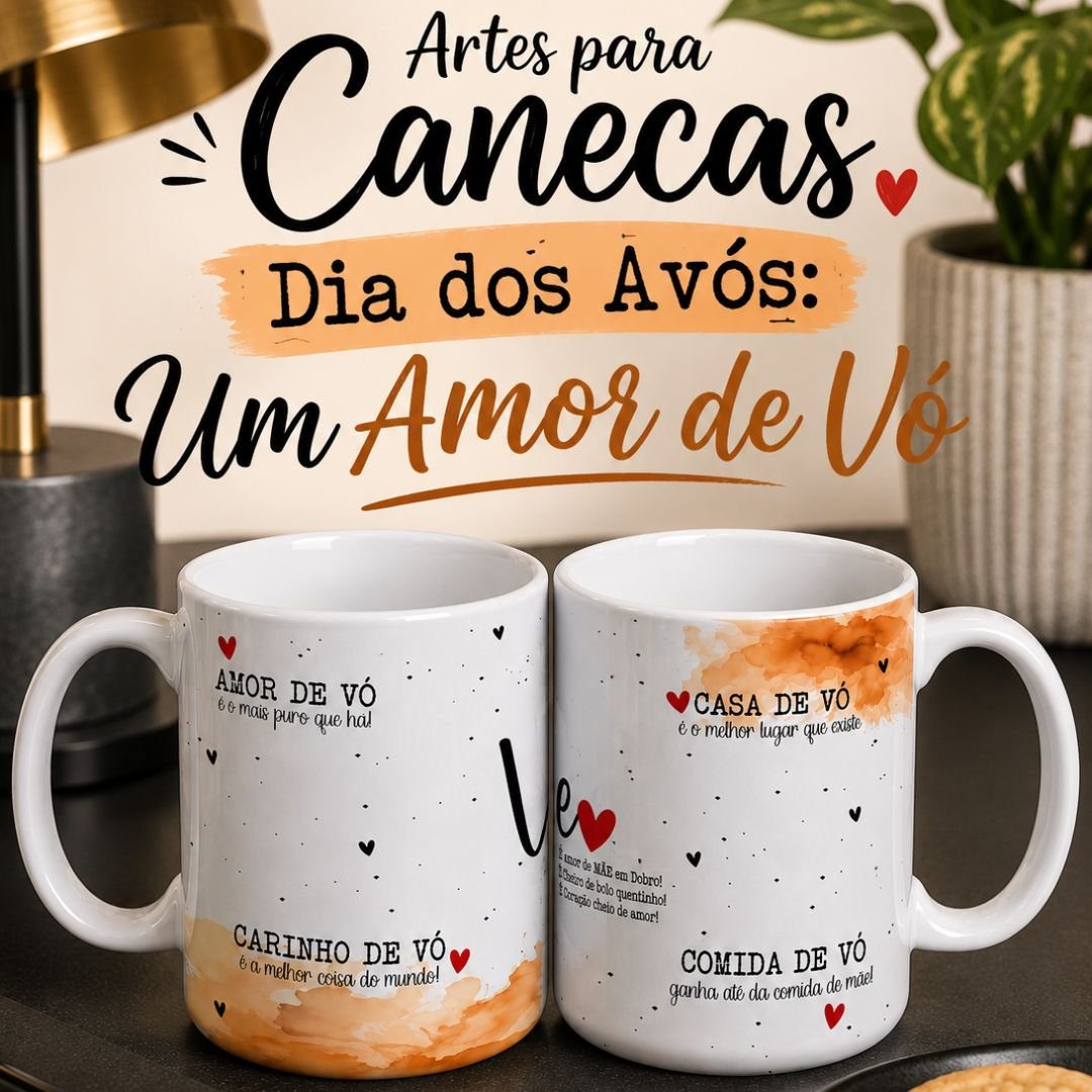 2 - Canecas Um Amor de Avós - Dia dos Avós - Personalize Arquivo Digital Canecas Um Amor de Avós - Imagem 1