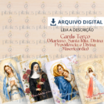 Arquivo Digital Kit Cards Terços Mariano, Santa Rita, Divina Providência e Divina Misericórdia