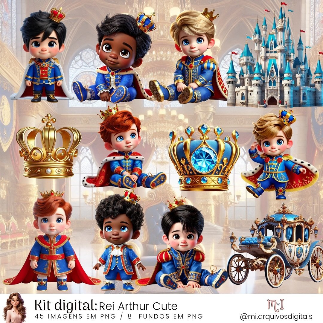 261 - Rei Artur Cute Kit Digital Rei Artur Cute - Imagem 1