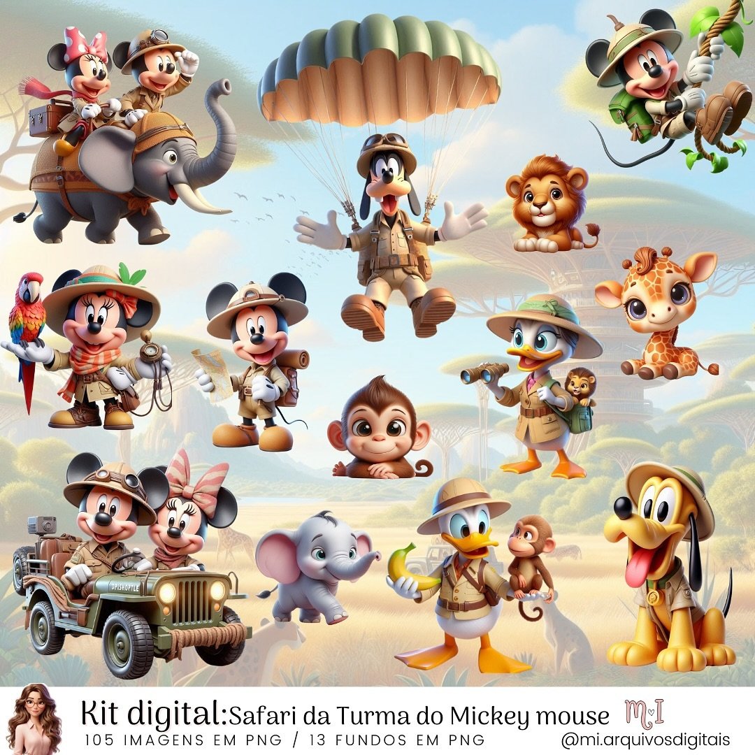 280 - Safari da Turma do Mickey Mouse Kit Digital Safari da Turma do Mickey Mouse - Imagem 1