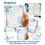 Arquivo Digital Combo Agenda 2027 - Floral Azul