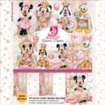 Kit Digital Disney Realeza Rosa e Dourado
