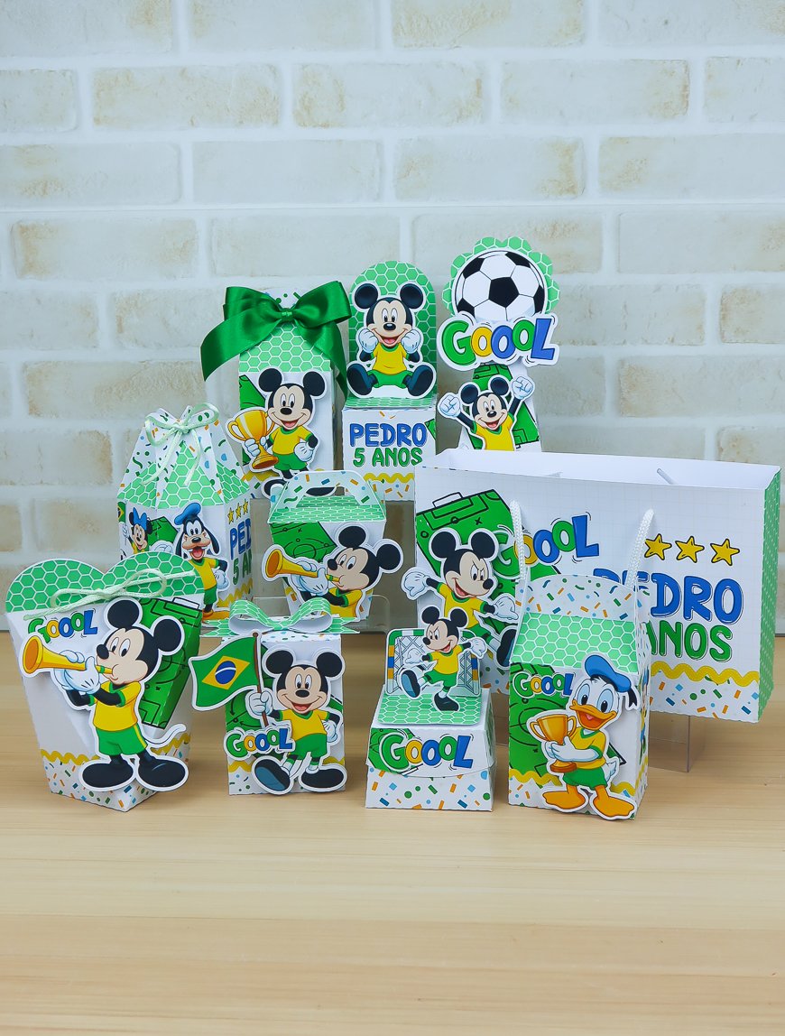 Kit Festa Fut Mickey - Chuvinha de Papel (1) Arquivo de Corte Kit Festa Futebol do Mickey - Imagem 1
